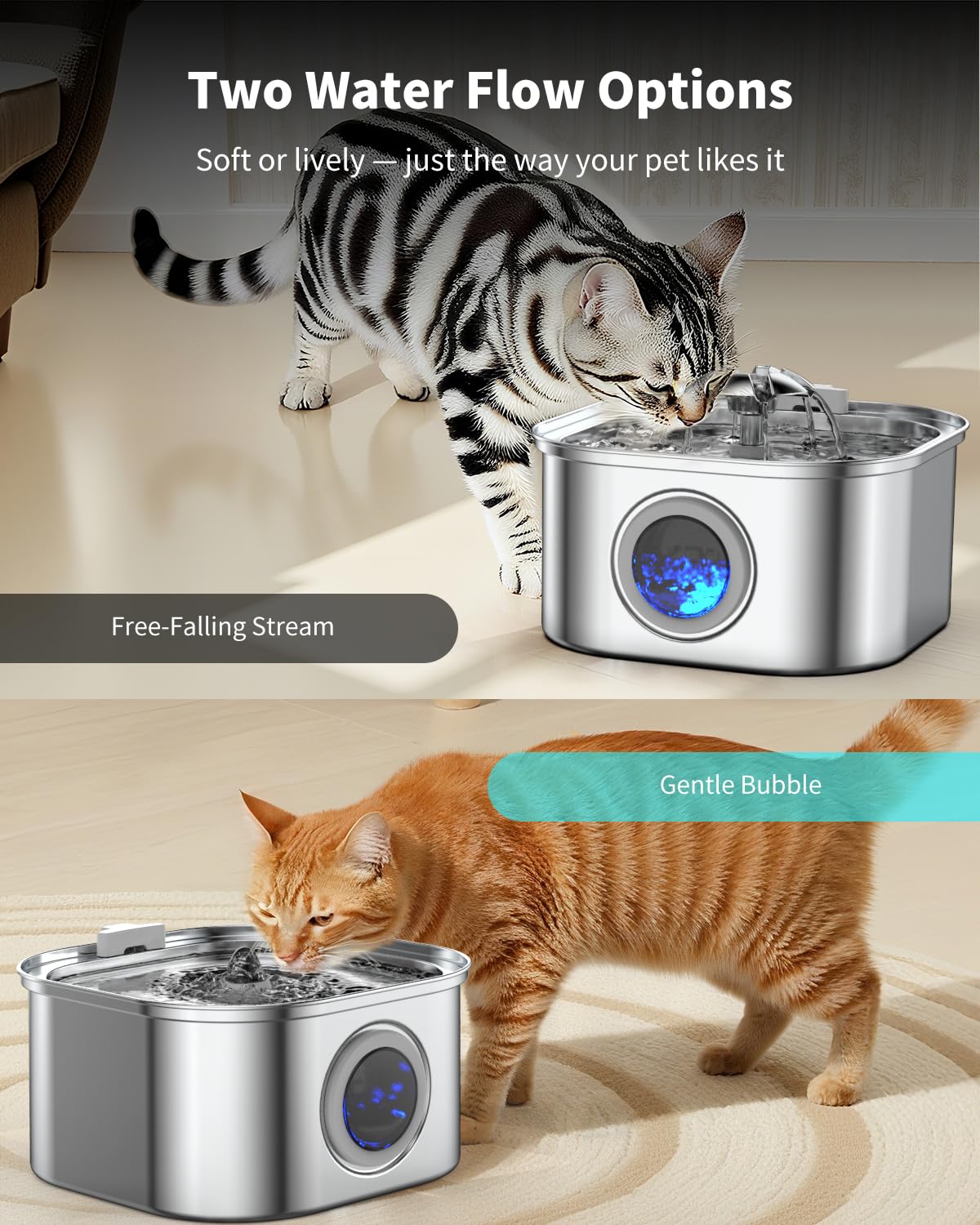Vekonn fontaine-eau-chat-flux-doux, favorise l'hydratation quotidienne des animaux.