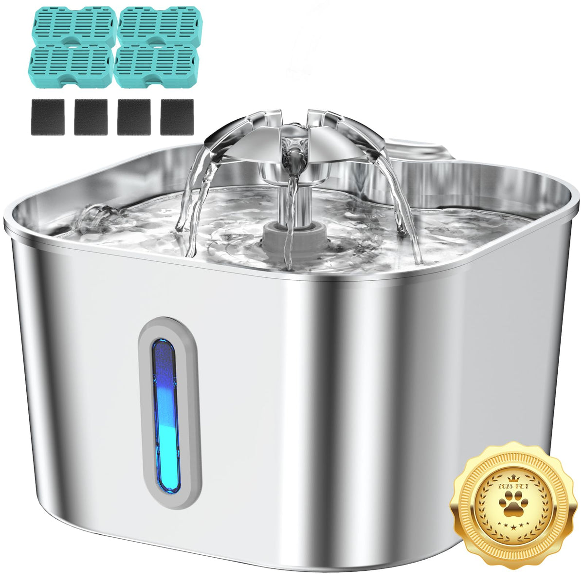 Fontaine d'eau pour chat Vekonn en inox, corps durable et facile à nettoyer.