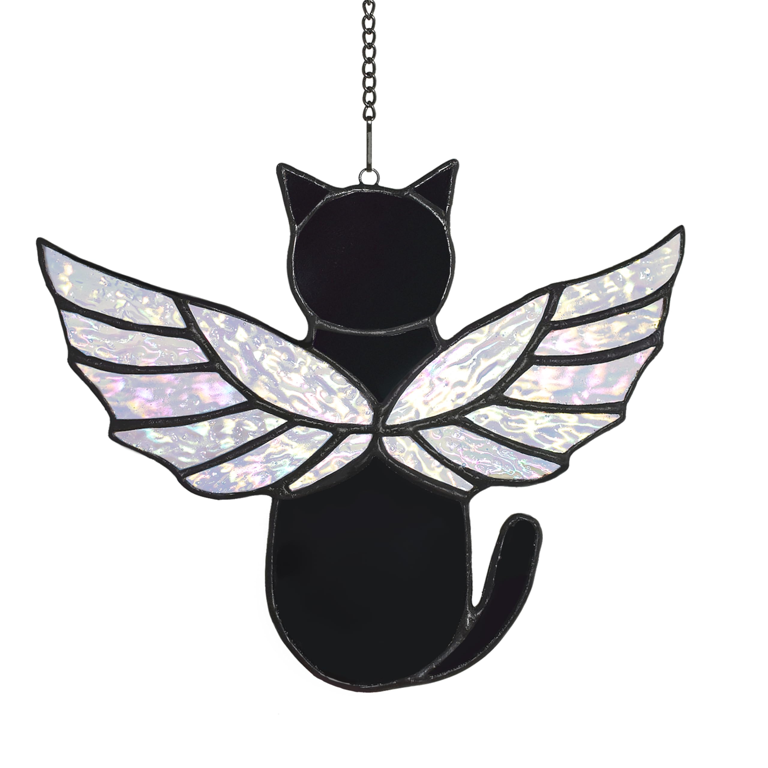 Velasyart chat memorial ailes arc-en-ciel en verre capte la lumière et réchauffe l’espace.
