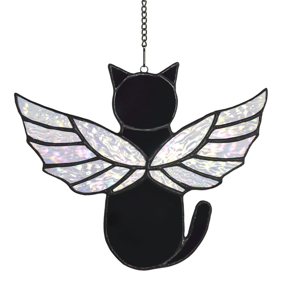 Velasyart chat memorial ailes arc-en-ciel en verre capte la lumière et réchauffe l’espace.