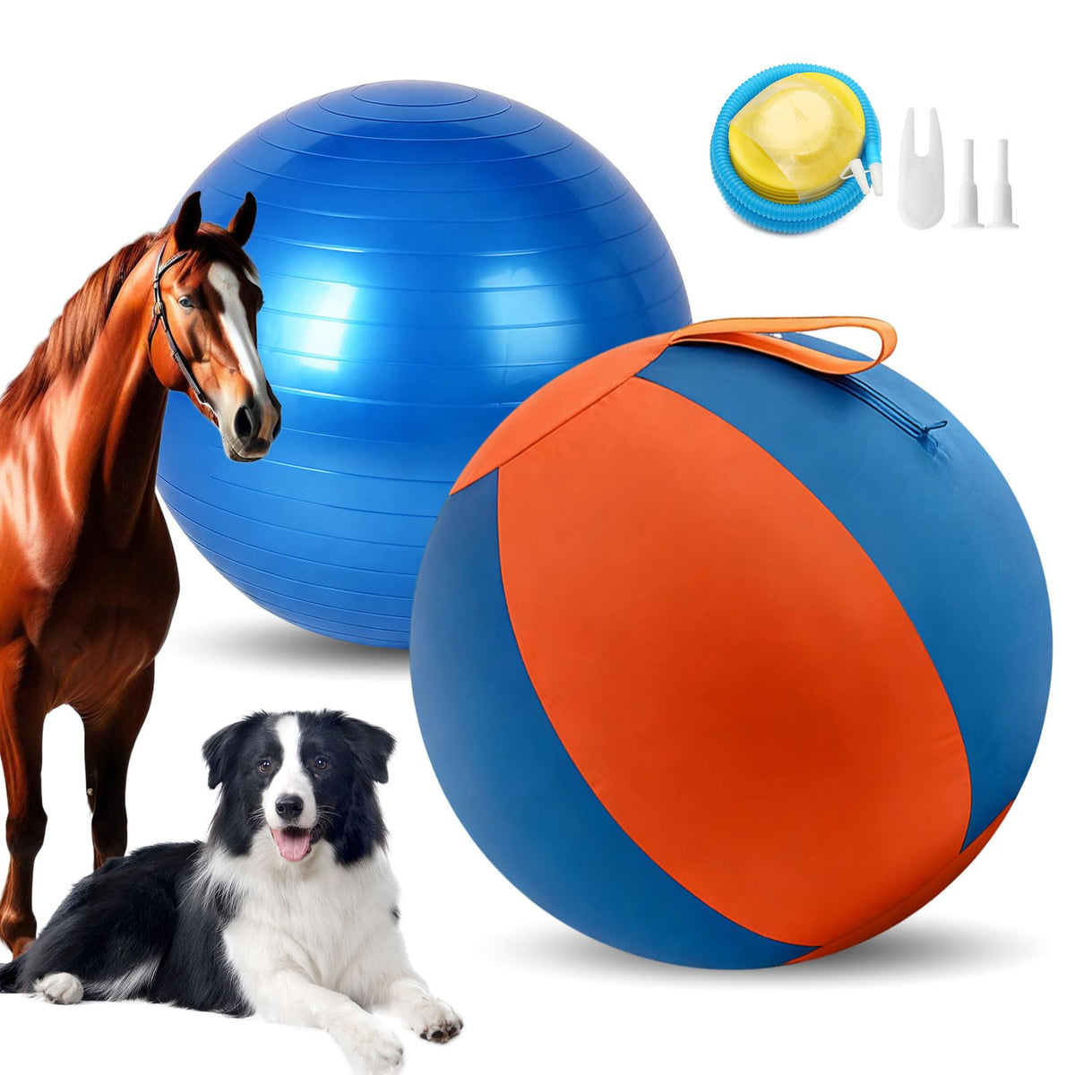Velupet Zoom balle d'herding 18 pouces bleu-orange, idéale pour chiens actifs.
