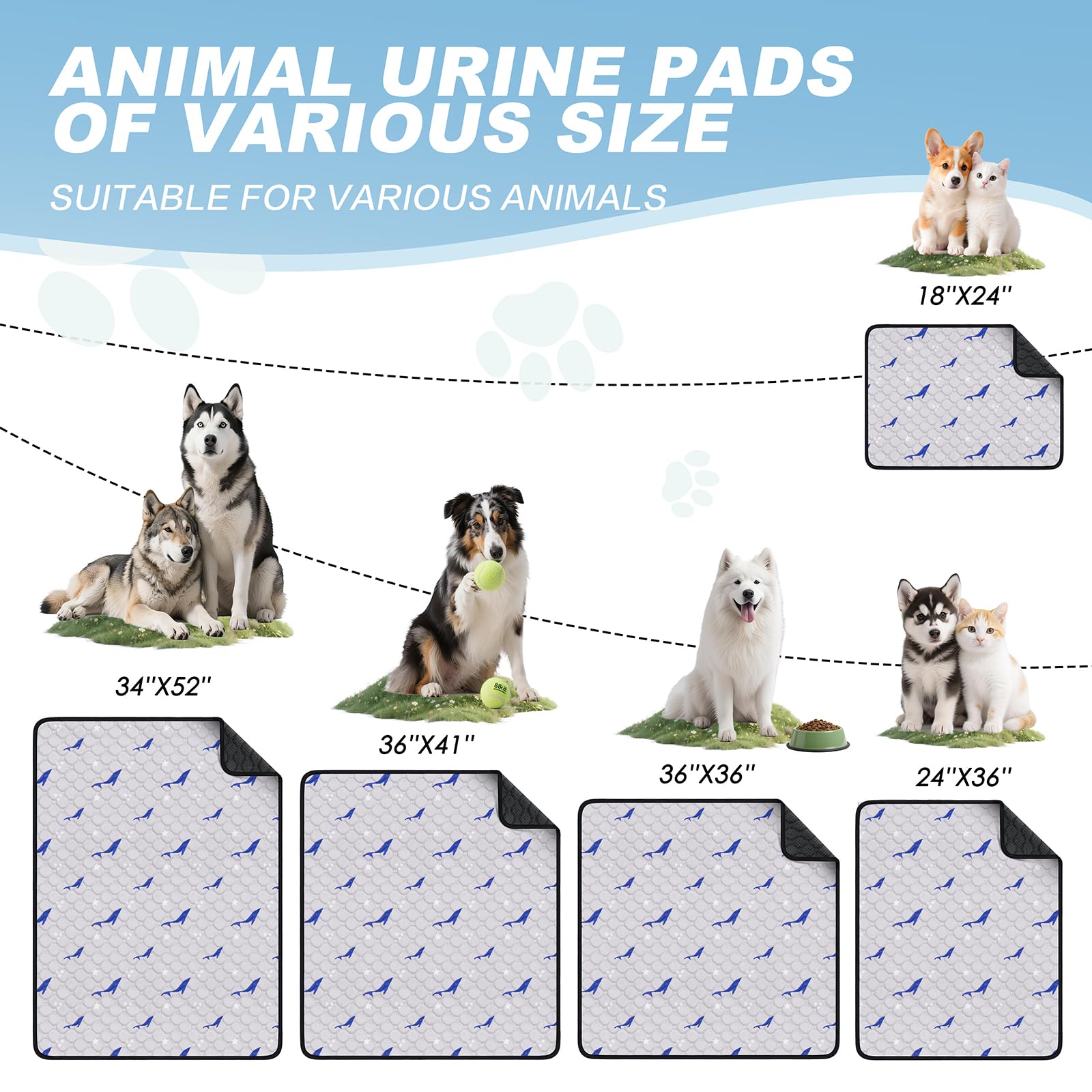 Tapis Velvopet pour chiots lavables, 2 paquets faciles à alterner et entretenir.