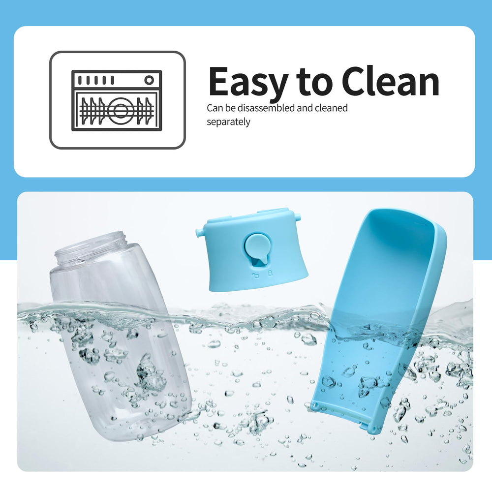 VEPOUYU Bouteille eau chien bleu translucide, design moderne et pratique.