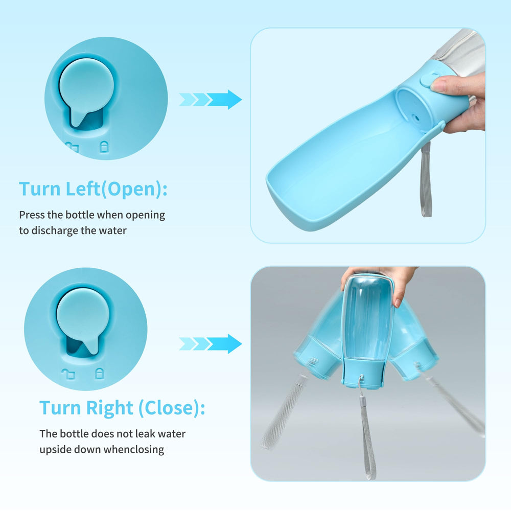 VEPOUYU Bouteille eau chien légère et portable, idéale pour voyages et promenades.
