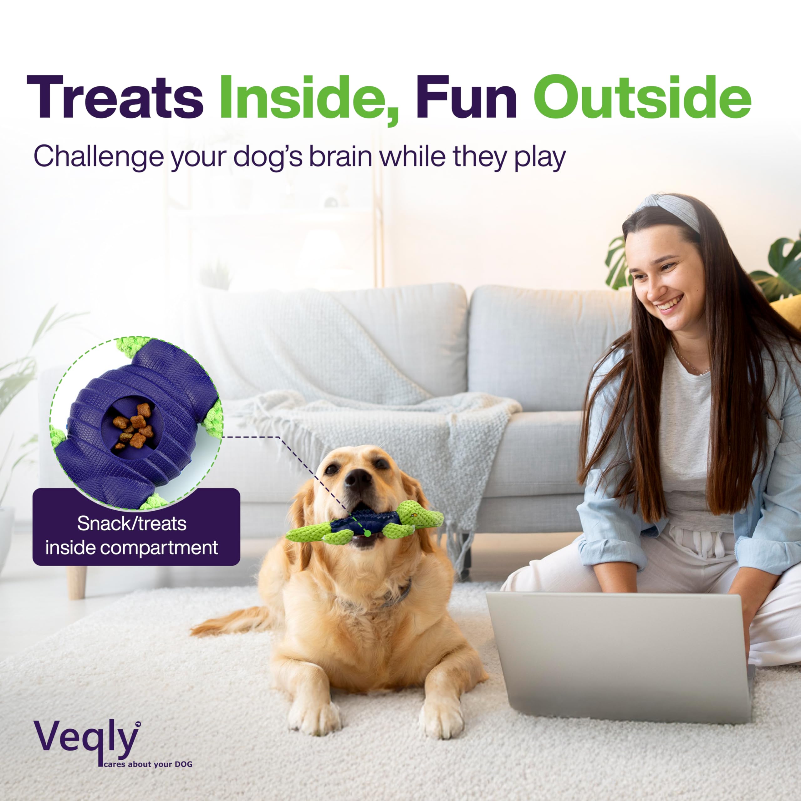 Veqly jouet goût boeuf, friandise à mâcher pour chiens.