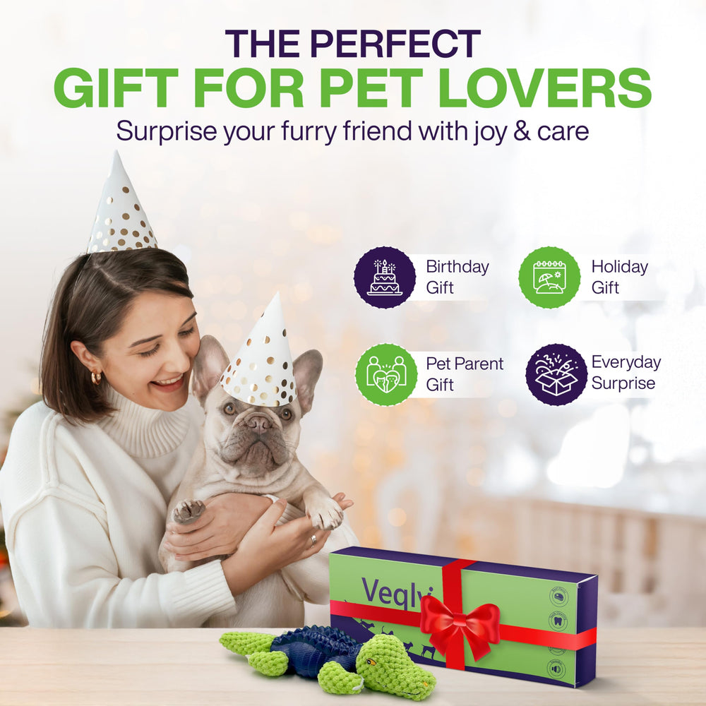 Veqly jouet pour chiens petits et moyens vert, polyvalent et durable.