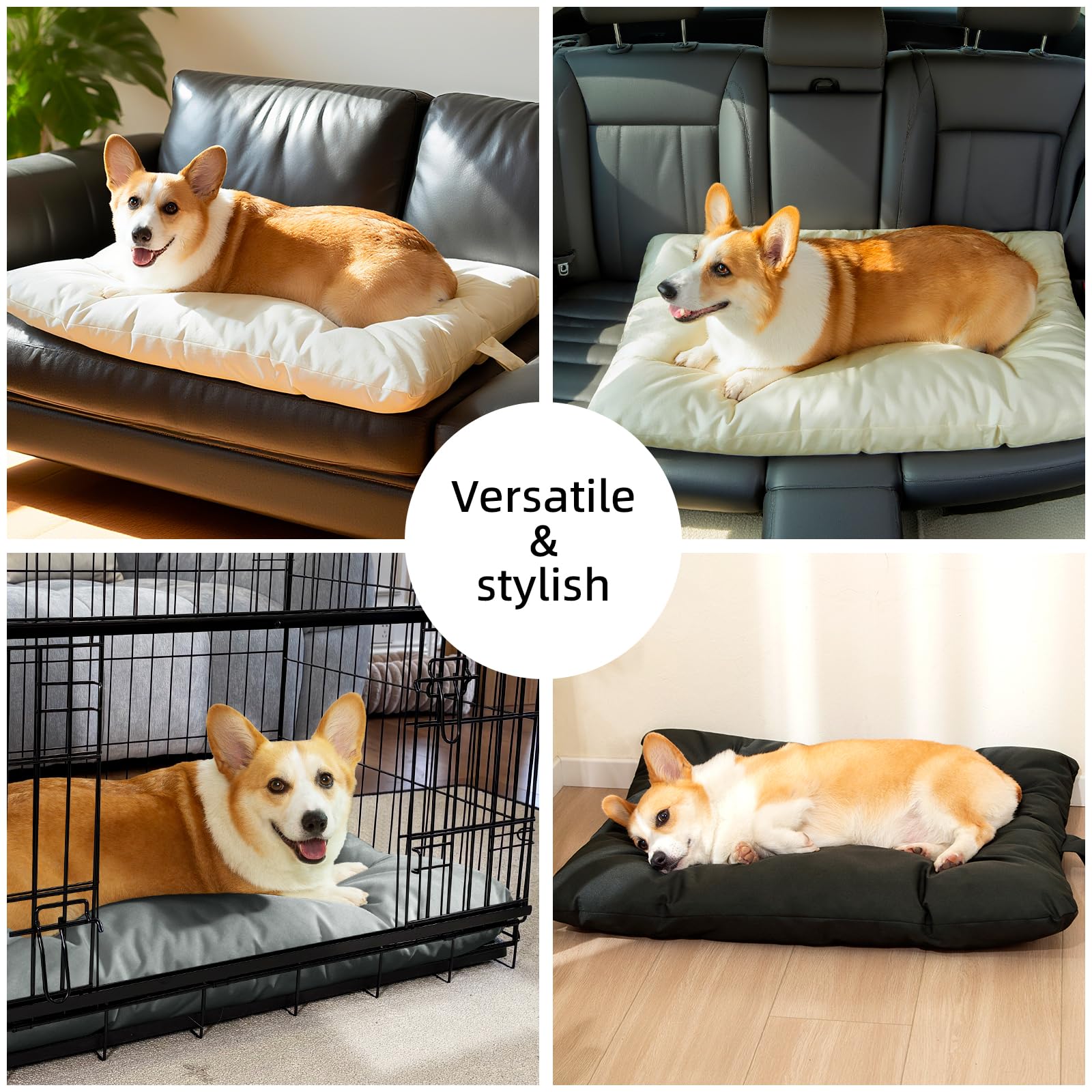 VERABE lit chien moyen, tissu oxford imperméable et nettoyage facile.