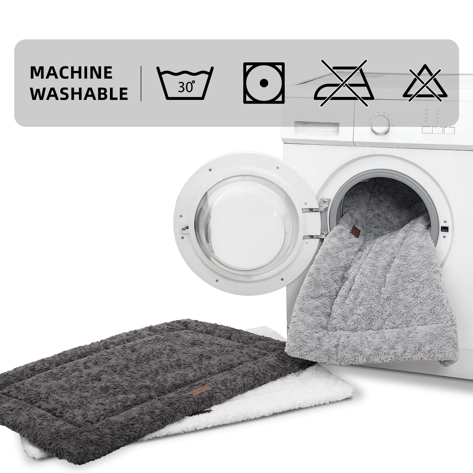VERABE tapis-chien réversible 47x29, taille adaptée à la caisse 48 pouces pour chiens spacieux.
