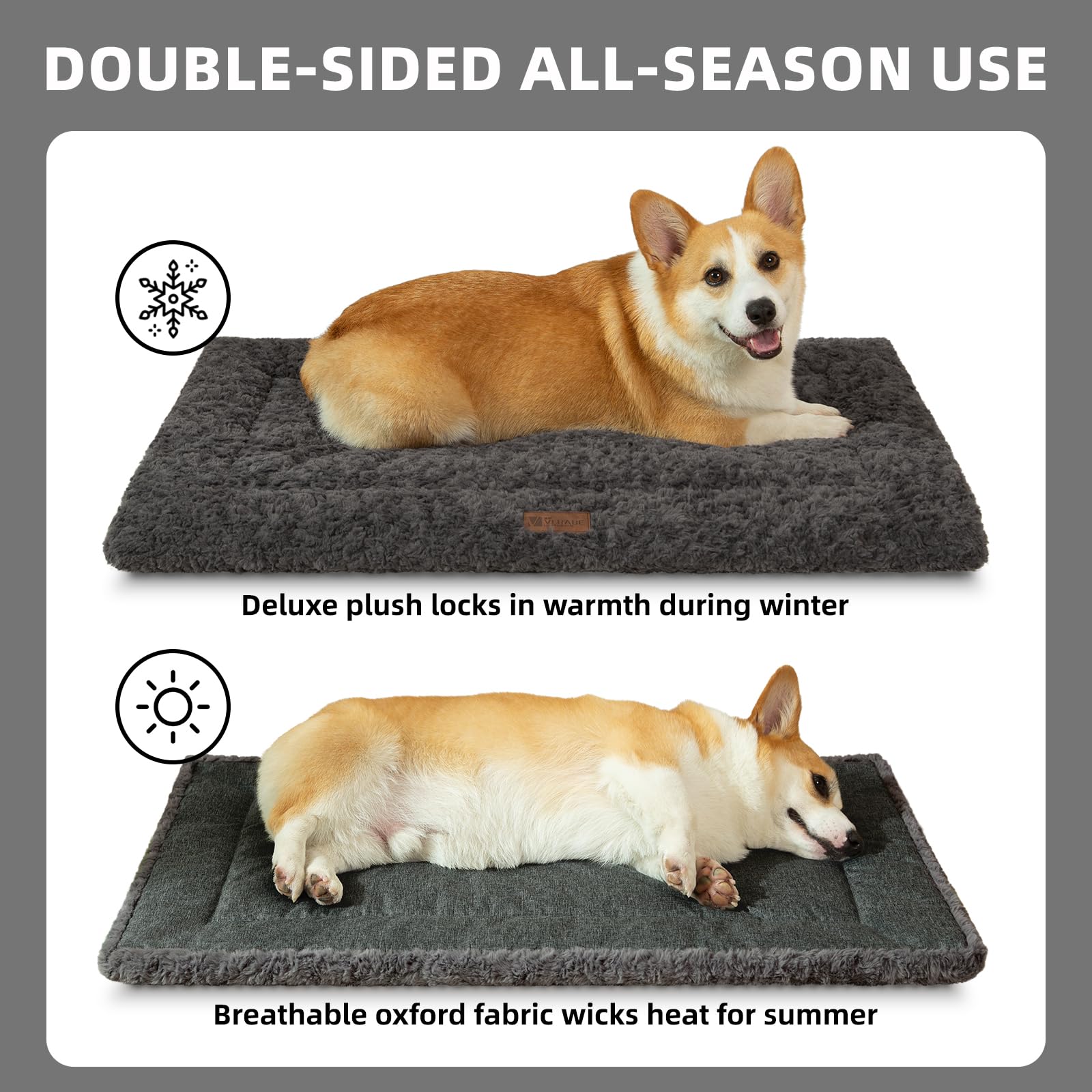 VERABE tapis-chien réversible 47x29, facile à laver en machine pour un entretien rapide.