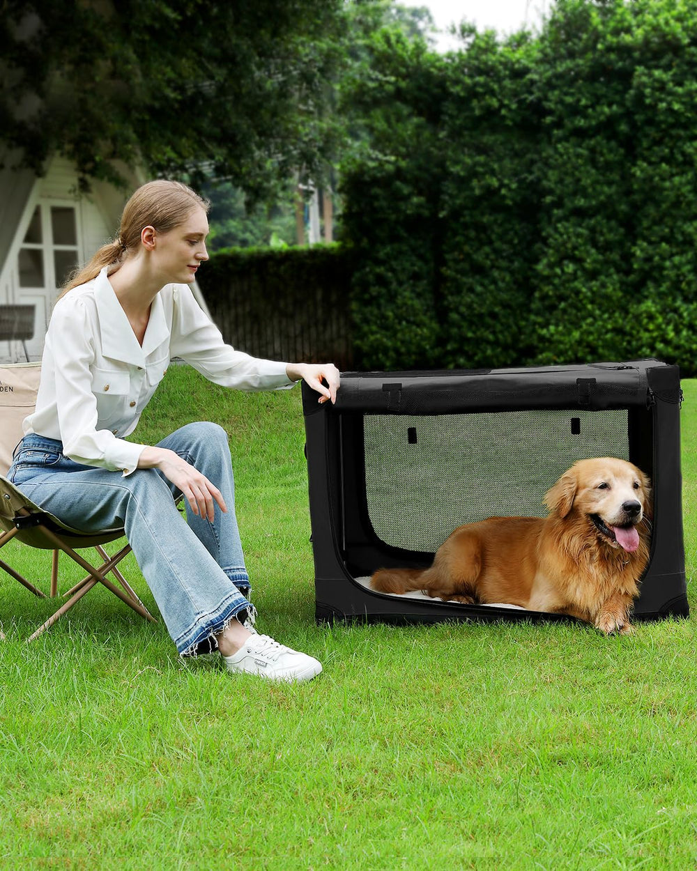 Veraste cage pour chien 33p, fermetures éclair sécurisées évitant les sorties.