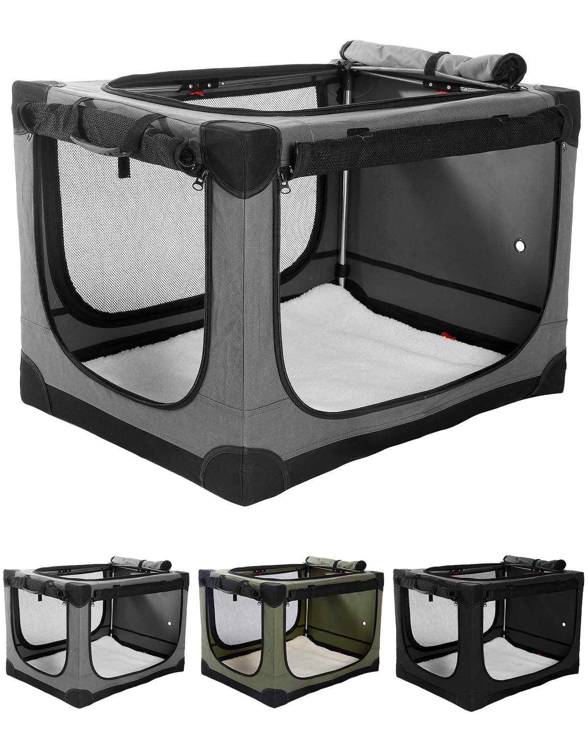 Veraste caisse-chien 33 pouces ouverte, cadre robuste et espace intérieur confortable.