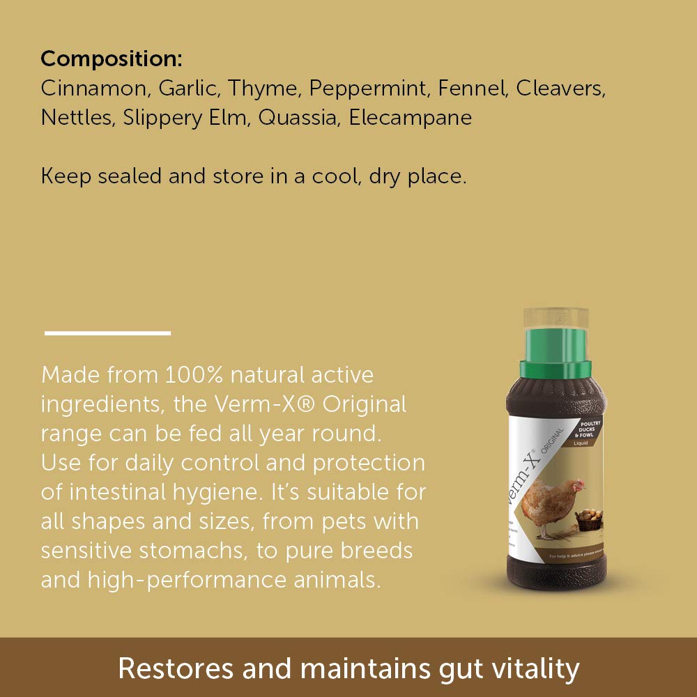 Verm-X dans l'eau — administration simple pour une protection continue.