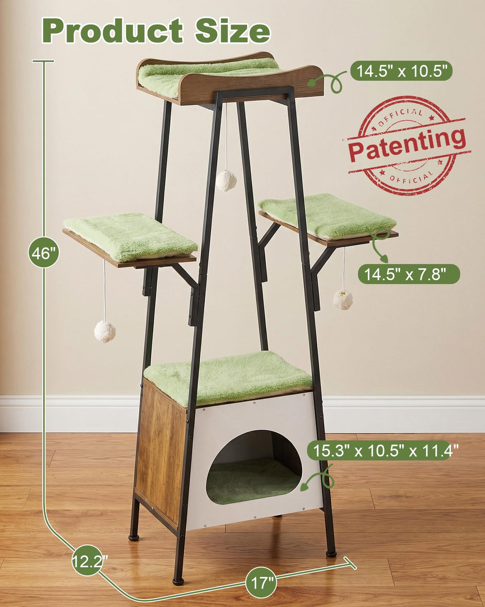 VERSASKY Arbre-chat 46 pouces assemblage simple et rapide.