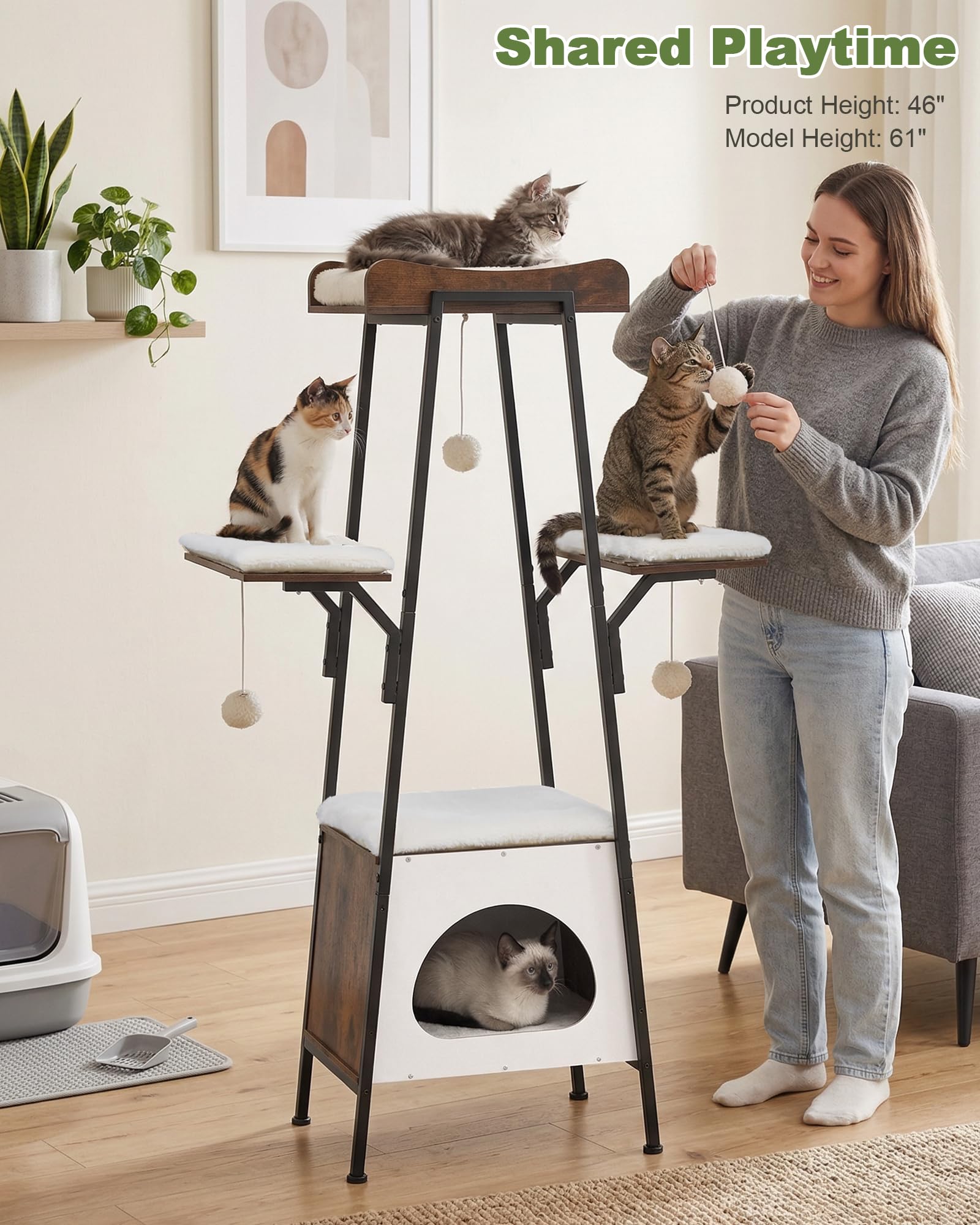 VERSASKY Arbre-chat avec balles-jouets pour stimulation ludique.