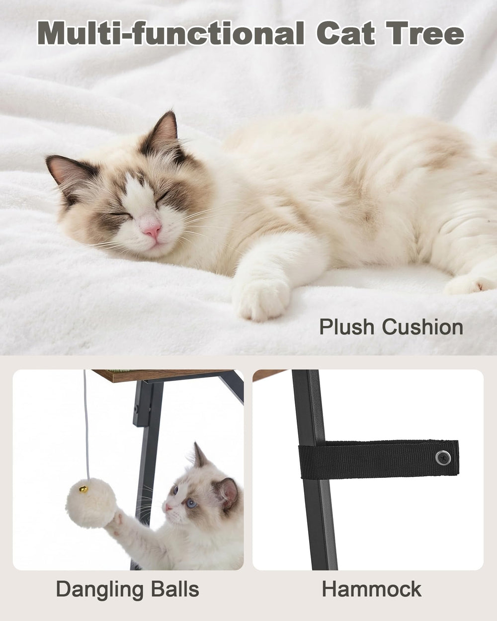 VERSASKY Arbre-chat construction bois solide pour durabilité et sécurité.