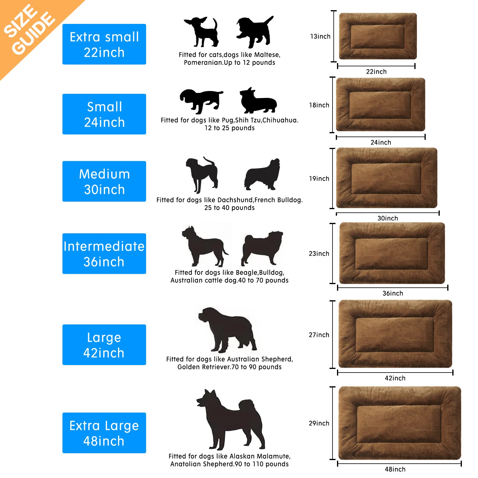VERZEY lit pour chien – fond antiderapant assure la stabilité.
