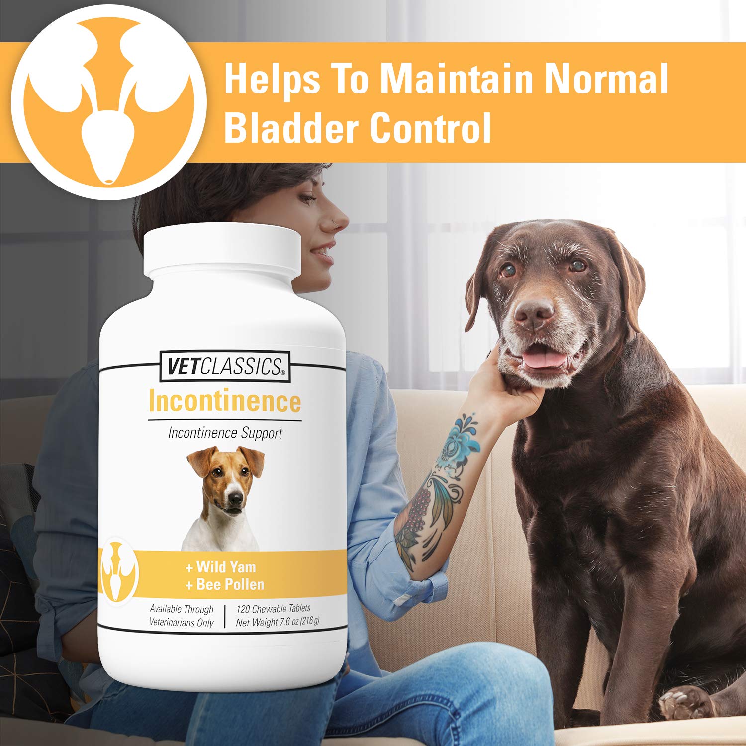 Vet Classics flacon tablettes – format pratique pour le soutien vessie chez le chien.