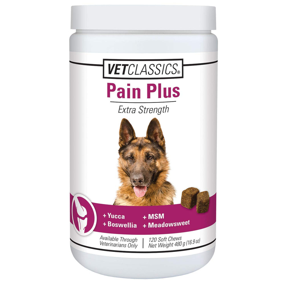 Vet Classics Pain Plus packaging: présentation claire pour repérer le produit en rayon.