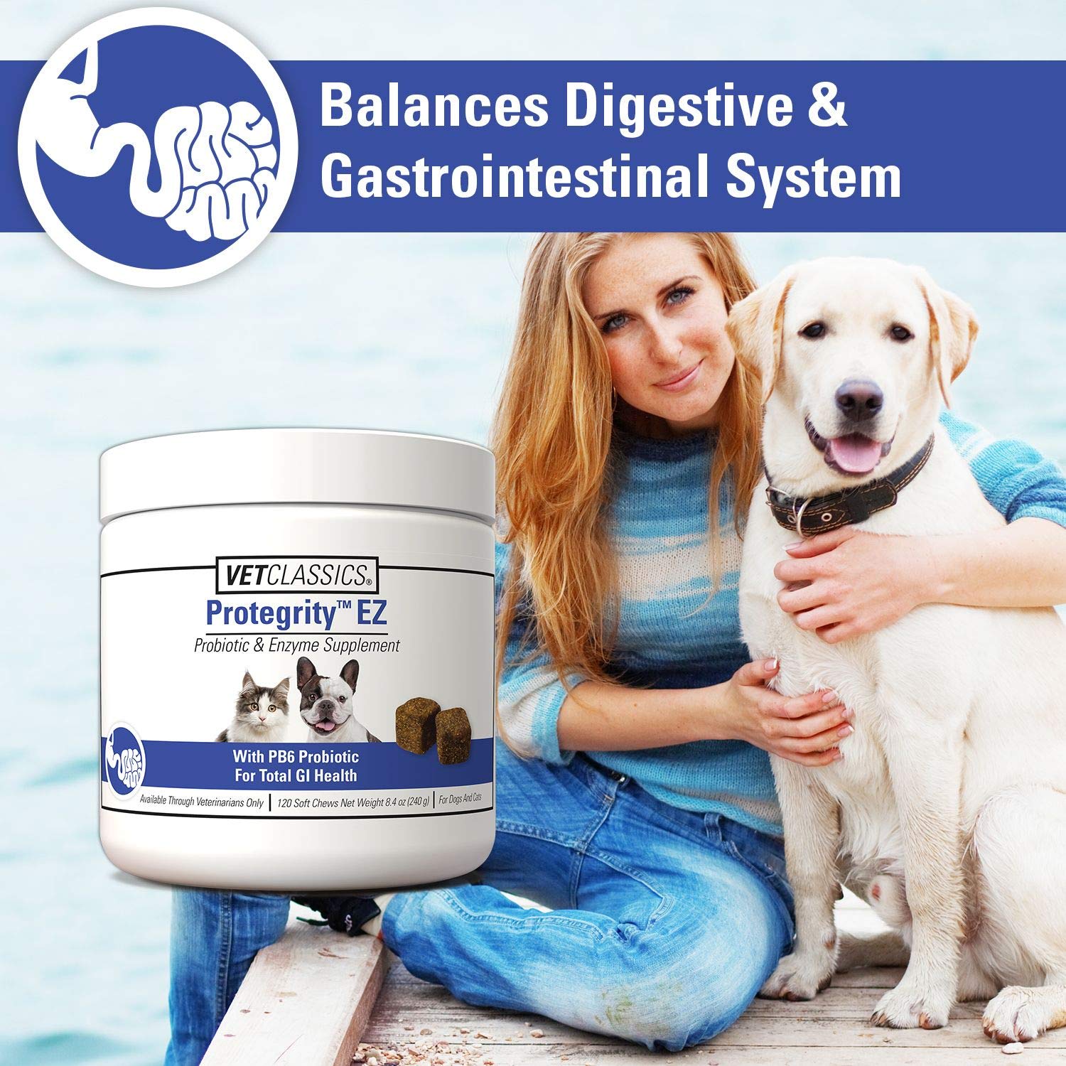 Vet Classics Protegrity EZ Probiotiques, bouchées pour chat, équilibre intestinal.