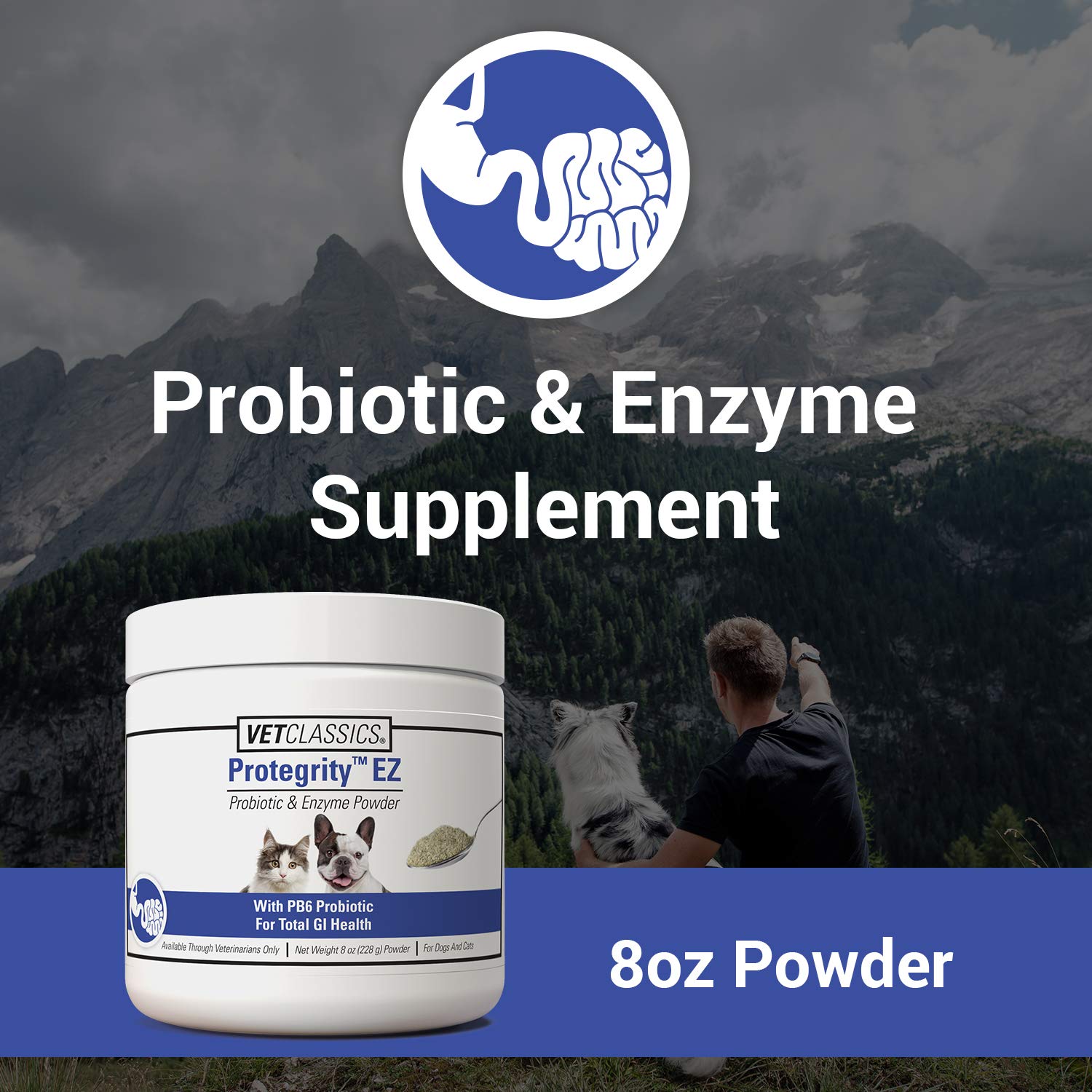 Vet Classics Protegrity EZ Probiotiques, cuillère-dose, facilité d'administration pour chiens et chats.