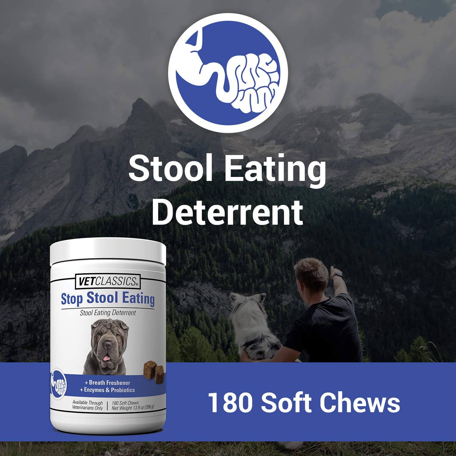 Vet Classics Stop Stool Eating – flacon pratique pour administrer les friandises et soutenir la digestion.