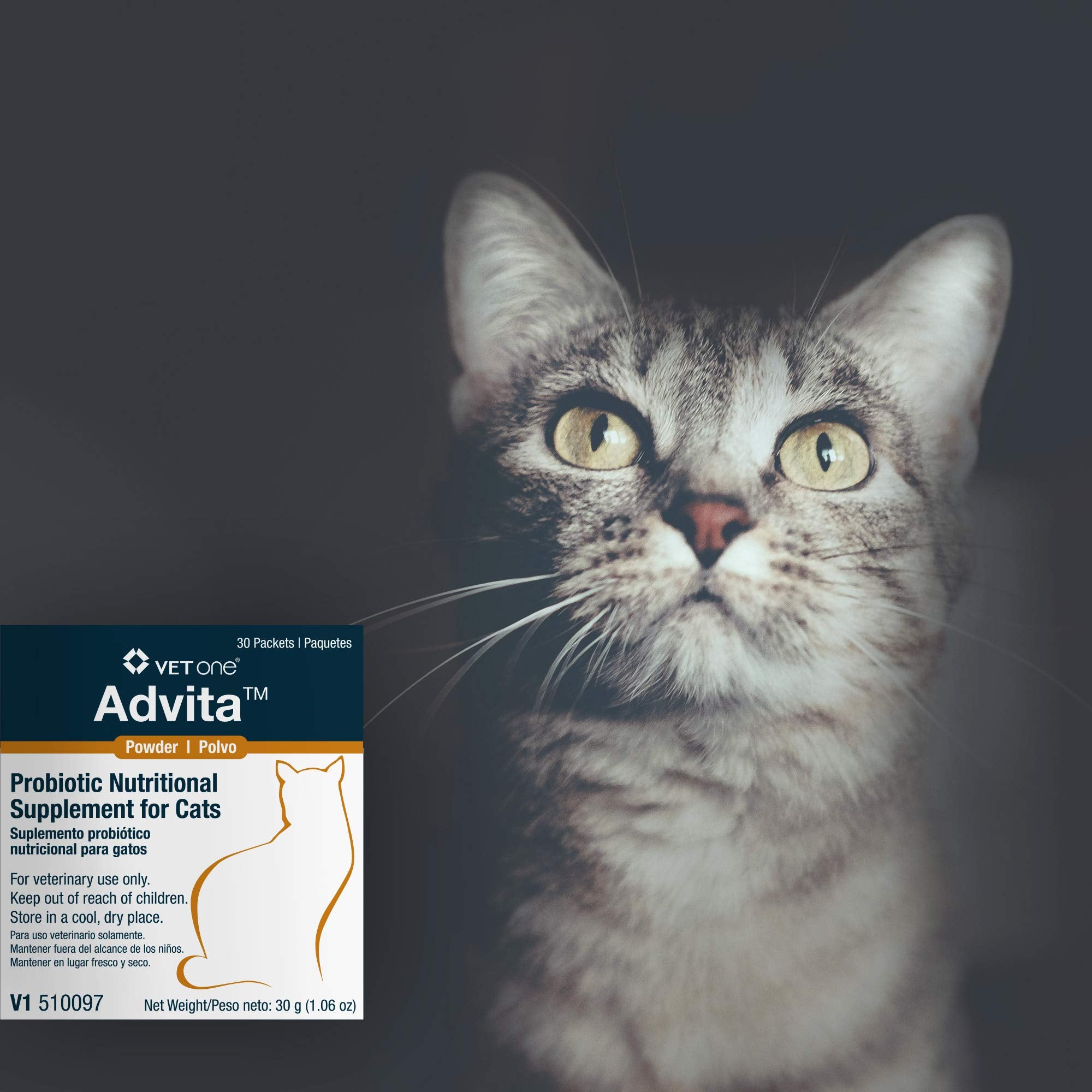 Emballage facile à ouvrir, Vet One Advita Probiotique pour chats.