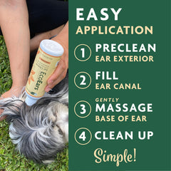 EcoEars application dans laoreille du chien, massage rapide.