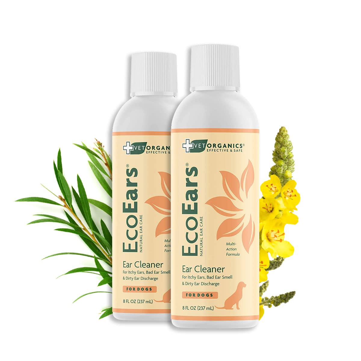 Vet Organics EcoEars, bouteille 237 ml, nettoyage en douceur des oreilles du chien.