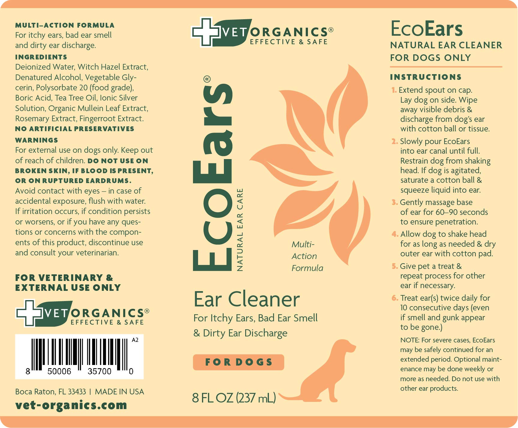 EcoEars Vet Organics laisse les oreilles propres et fraîches après utilisation.