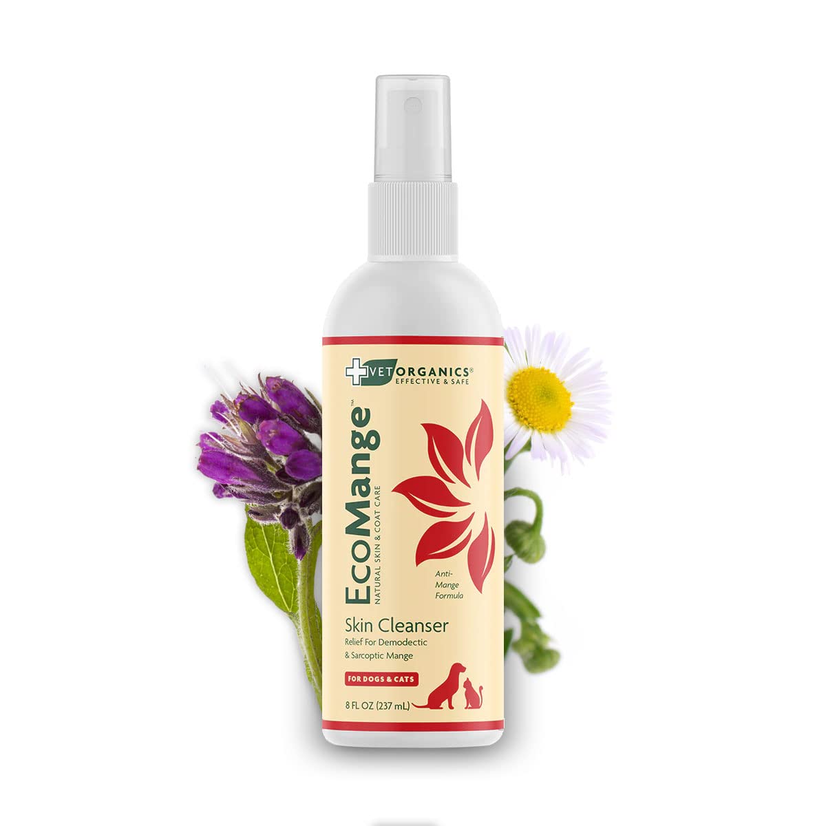 Vet Organics EcoMange spray bouteille pour soulager les démangeaisons.