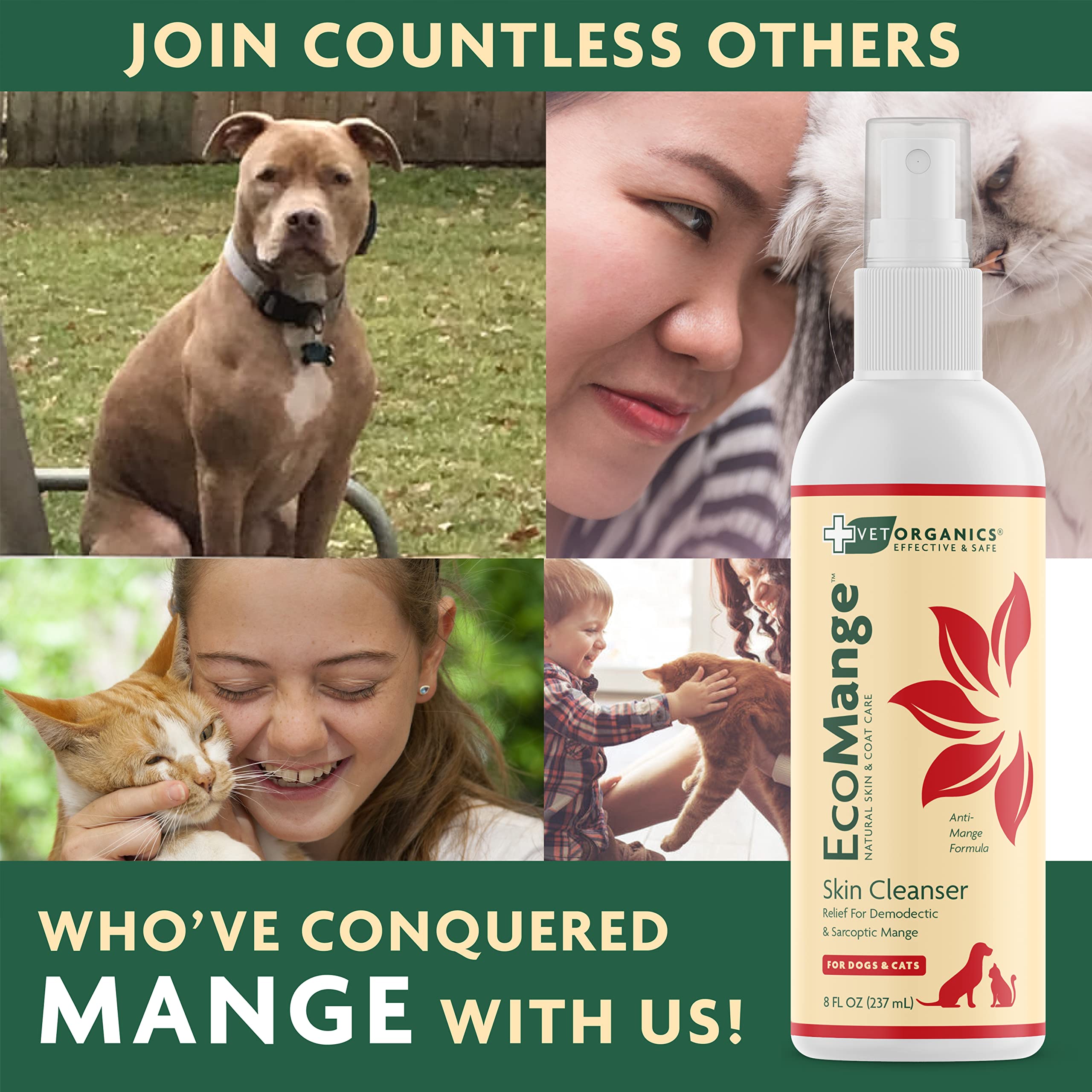 Vet Organics EcoMange spray prêt à l'emploi pour soins réguliers.