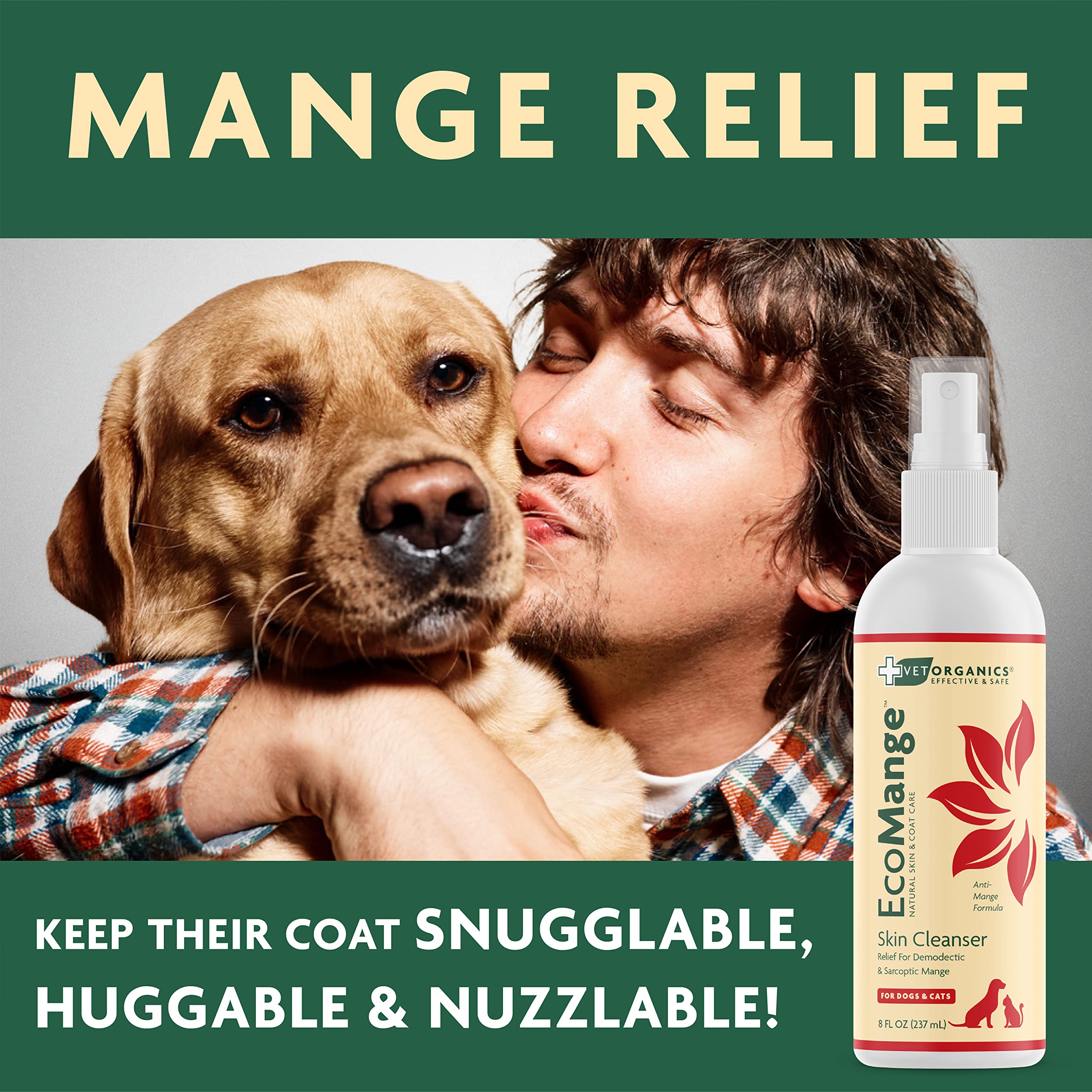 Vet Organics EcoMange pulvérisation ciblant les zones irritées chez le chien.