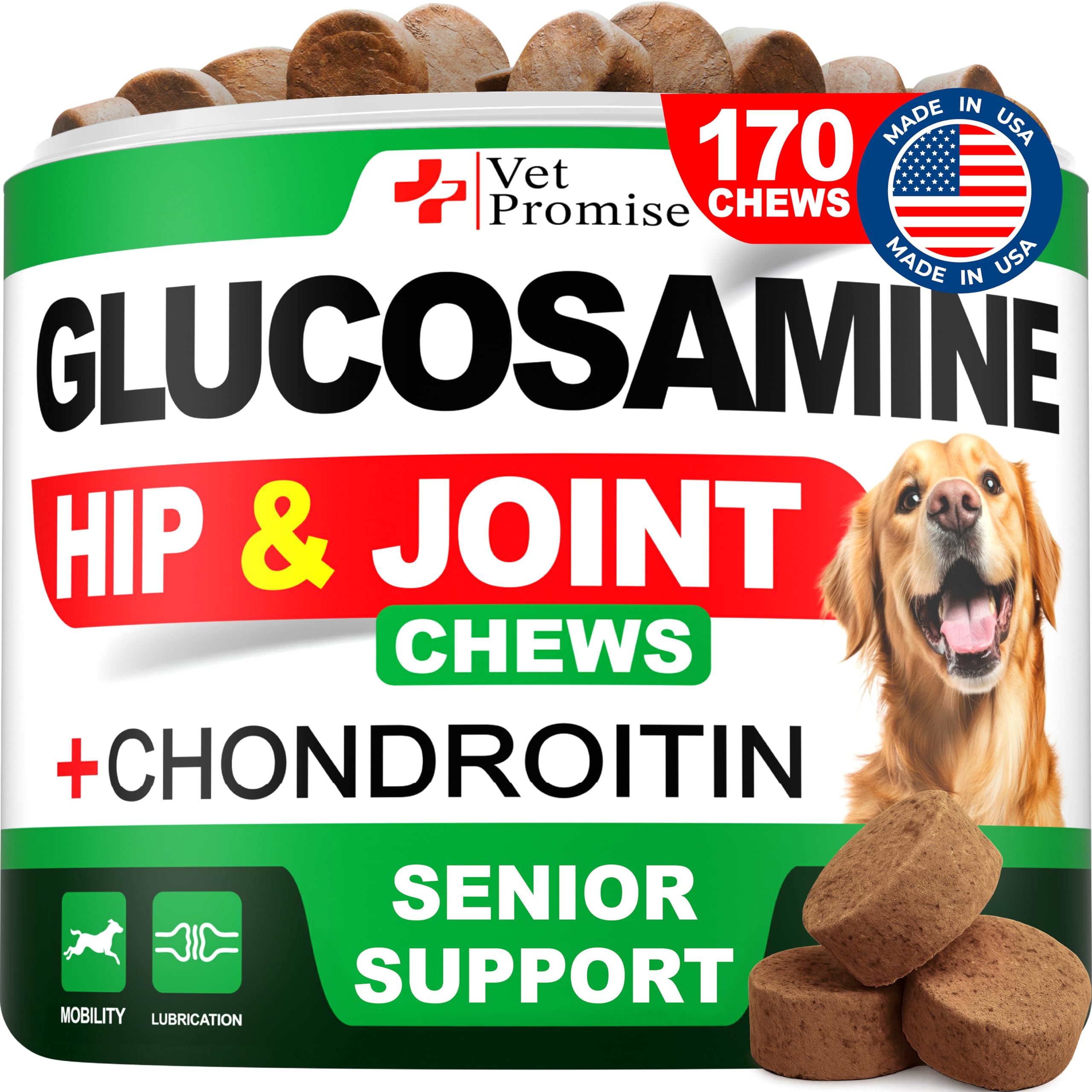 Vet Promise bouteille glucosamine pour chien, soutien articulations.