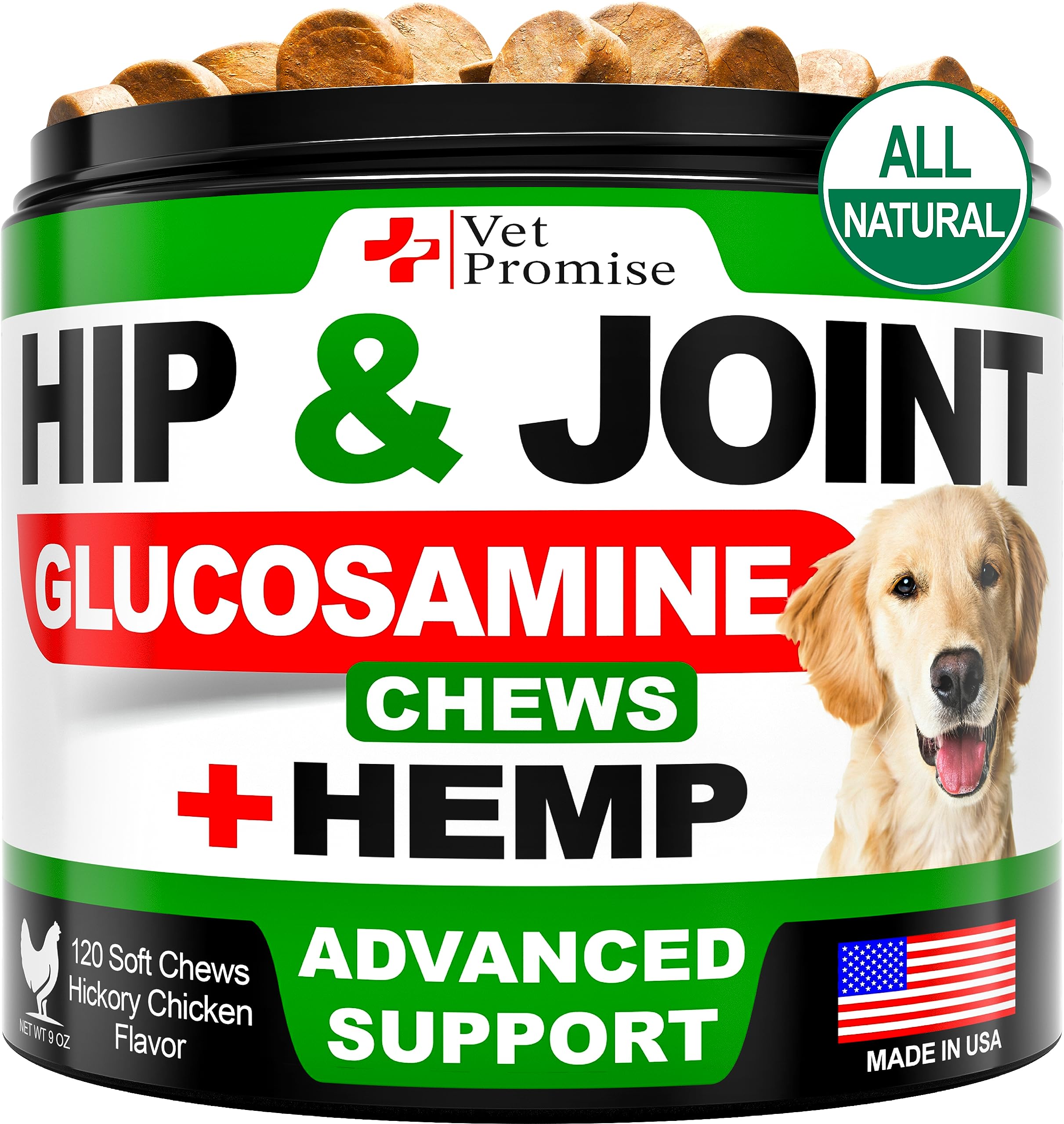 Vet Promise chanvre pour hanches: soutien mobilité des articulations chez le chien.