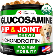 Vet Promise glucosamine pour chien – bouchées mobilité soutenant les hanches et les articulations.