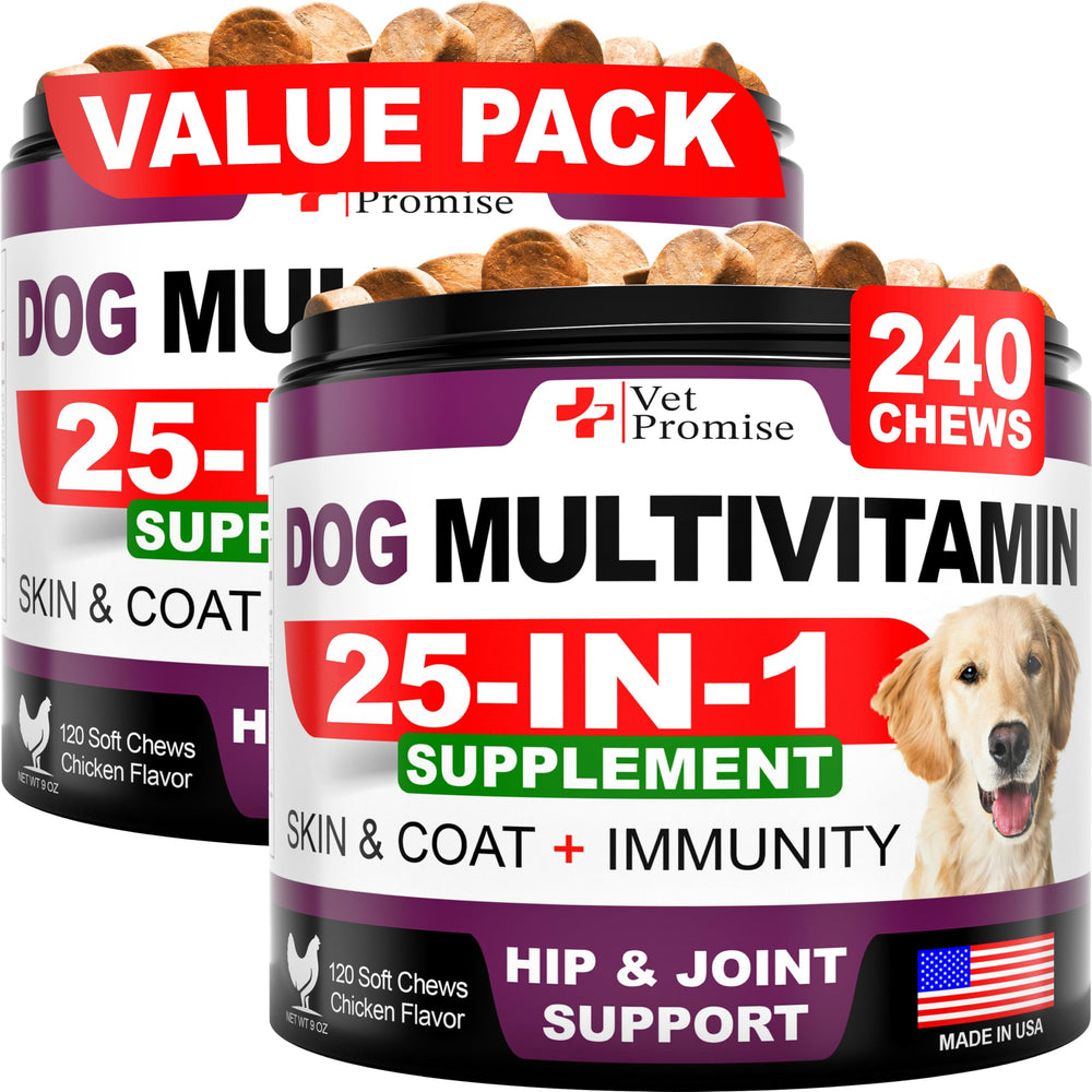 Vet Promise multivitamine chien à mâcher lot 2, soutien global et énergie.