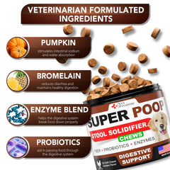 Vet Promise probiotiques digestifs et enzymes, formule complète pour l’assimilation des nutriments.