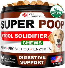 Vet Promise friandises Probiotiques pour chiens, une bouchée digestive avec bénéfice potentiel pour les selles fermes.