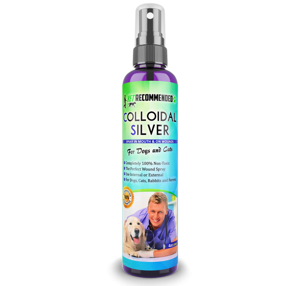 Vet Recommended Argent Colloïdal, flacon 120 ml pour irritations chiens et chats.