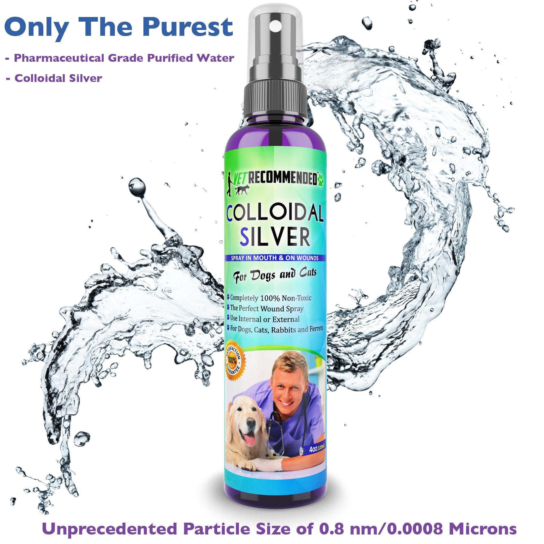 Vet Recommended Argent Colloïdal: usage dans l’eau du bol pour hydratation.