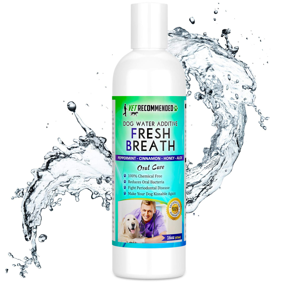 Vet Recommended: Bouteille eau dentifiante chien, haleine plus fraîche