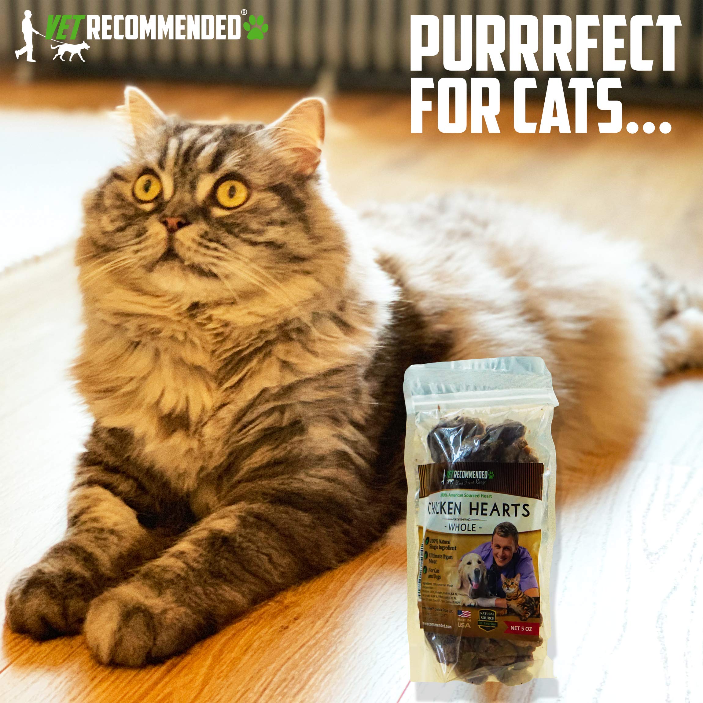 Vet Recommended coeurs de poulet entiers – snack naturel et savoureux pour chiens et chats