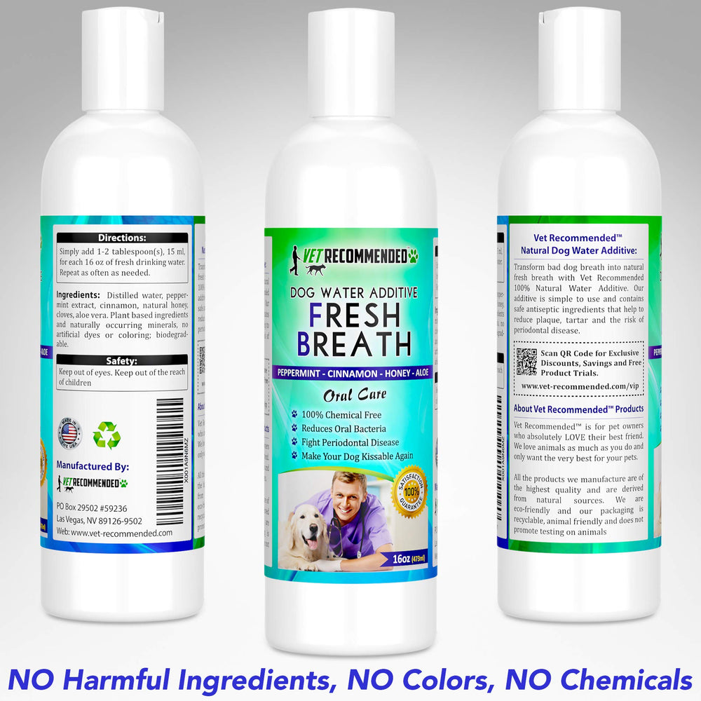 Vet Recommended: Ingrédients naturels cannelle, clou, menthe et aloe pour soin dentaire