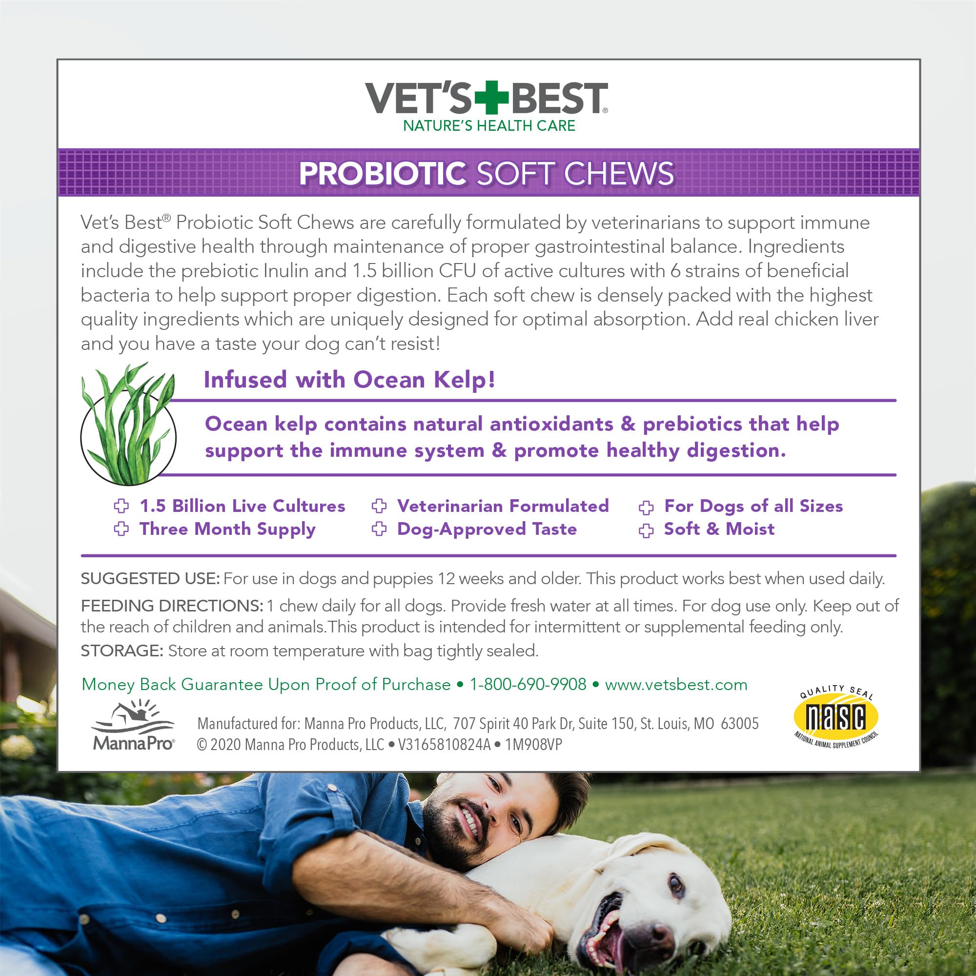 Vet's Best Bouchées Probiotiques pour Chiens – vue du lot dans le bocal