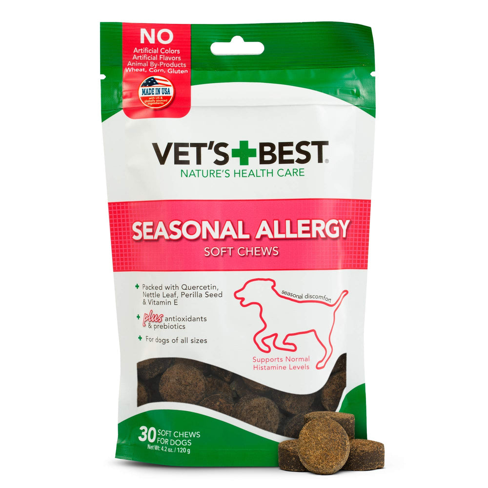 Bouteille Vet's Best avec friandises molles pour chiens, soutien saisonnier