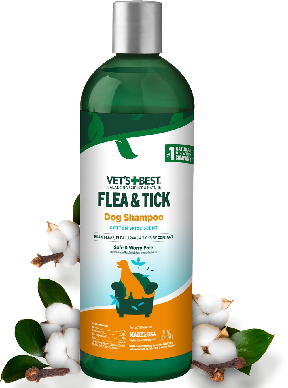 Vet’s Best - bouteille shampoing chien prête pour le bain et le contrôle des parasites.