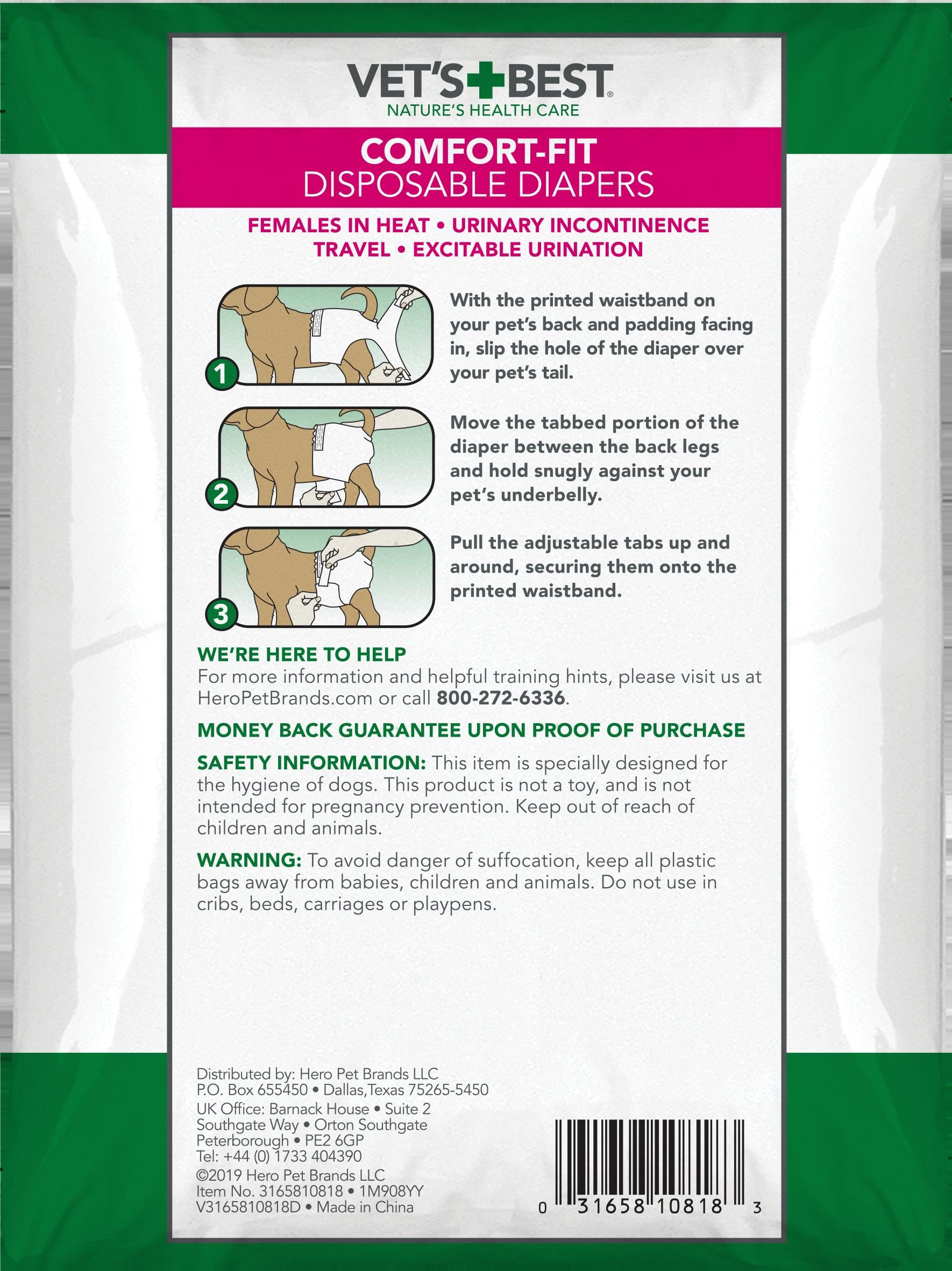 Vet’s Best Comfort Fit barrière anti-fuites: protection fiable en mobilité.