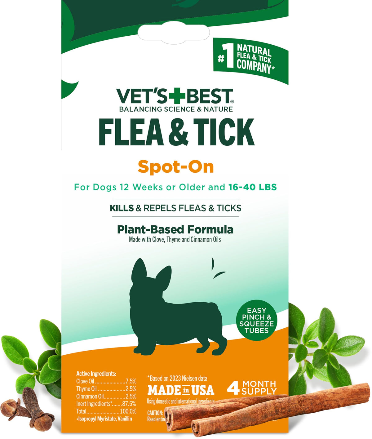 Gouttes Vet's Best Puces et Tiques — bouteille pratique et efficace.