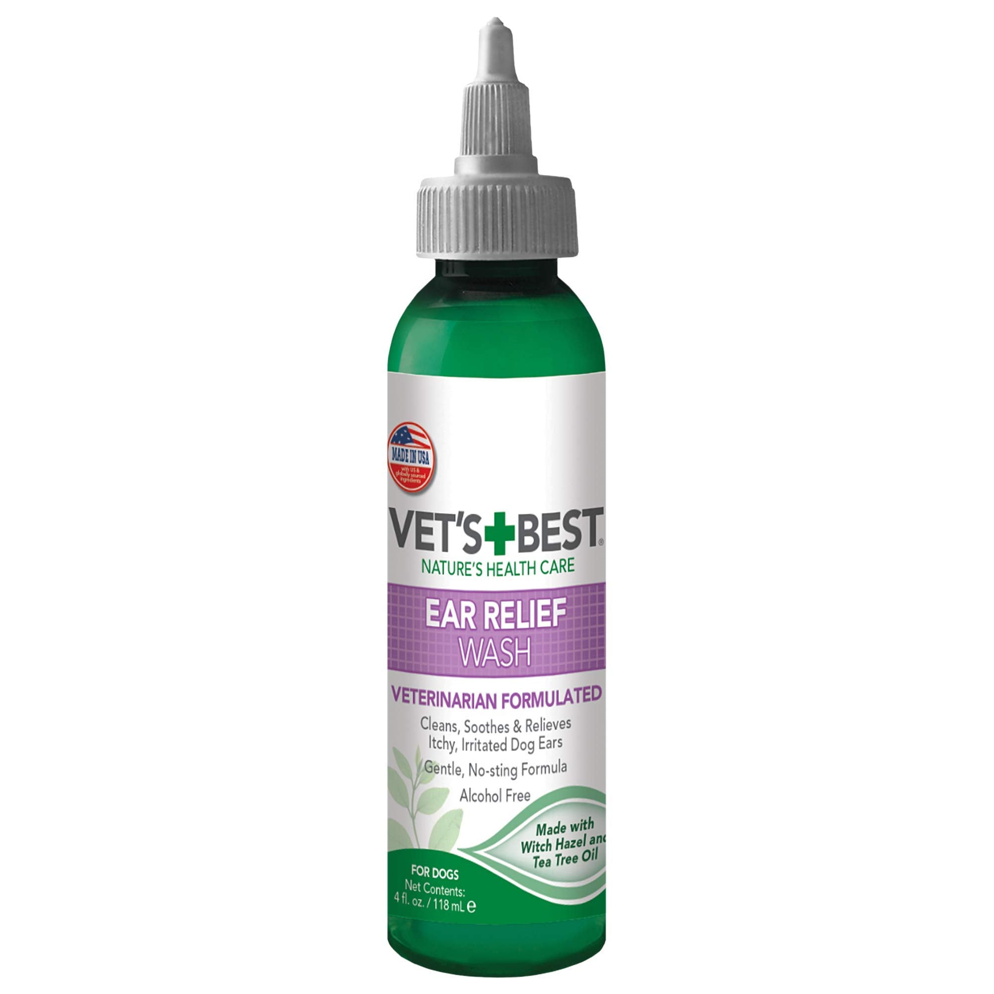 Vet's Best Lavage Oreilles — flacon goutte à goutte pour nettoyage en douceur des oreilles.