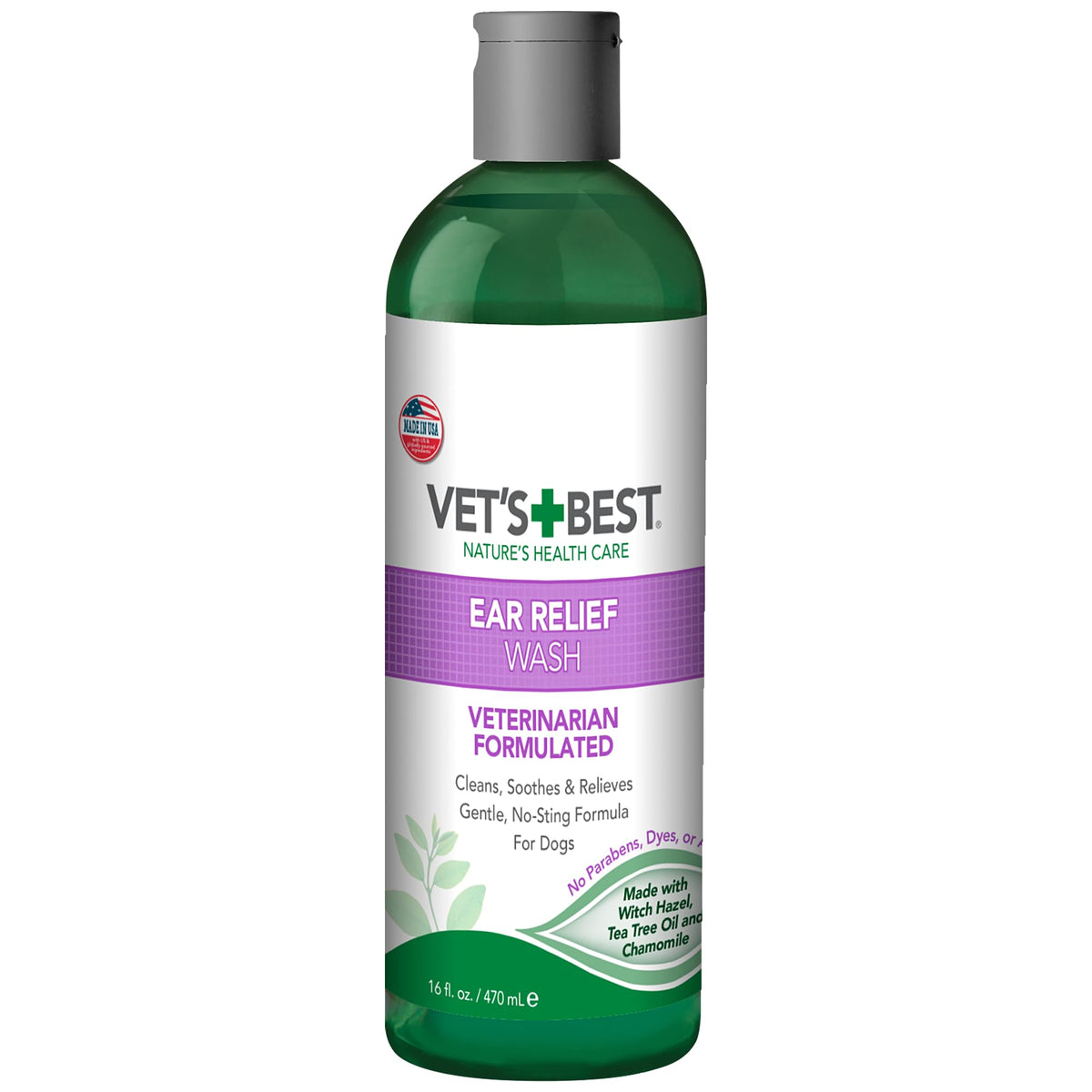 Vet's Best LAVAGE OREILLES CHIEN – bouteille 473 ml pour nettoyer en douceur les oreilles